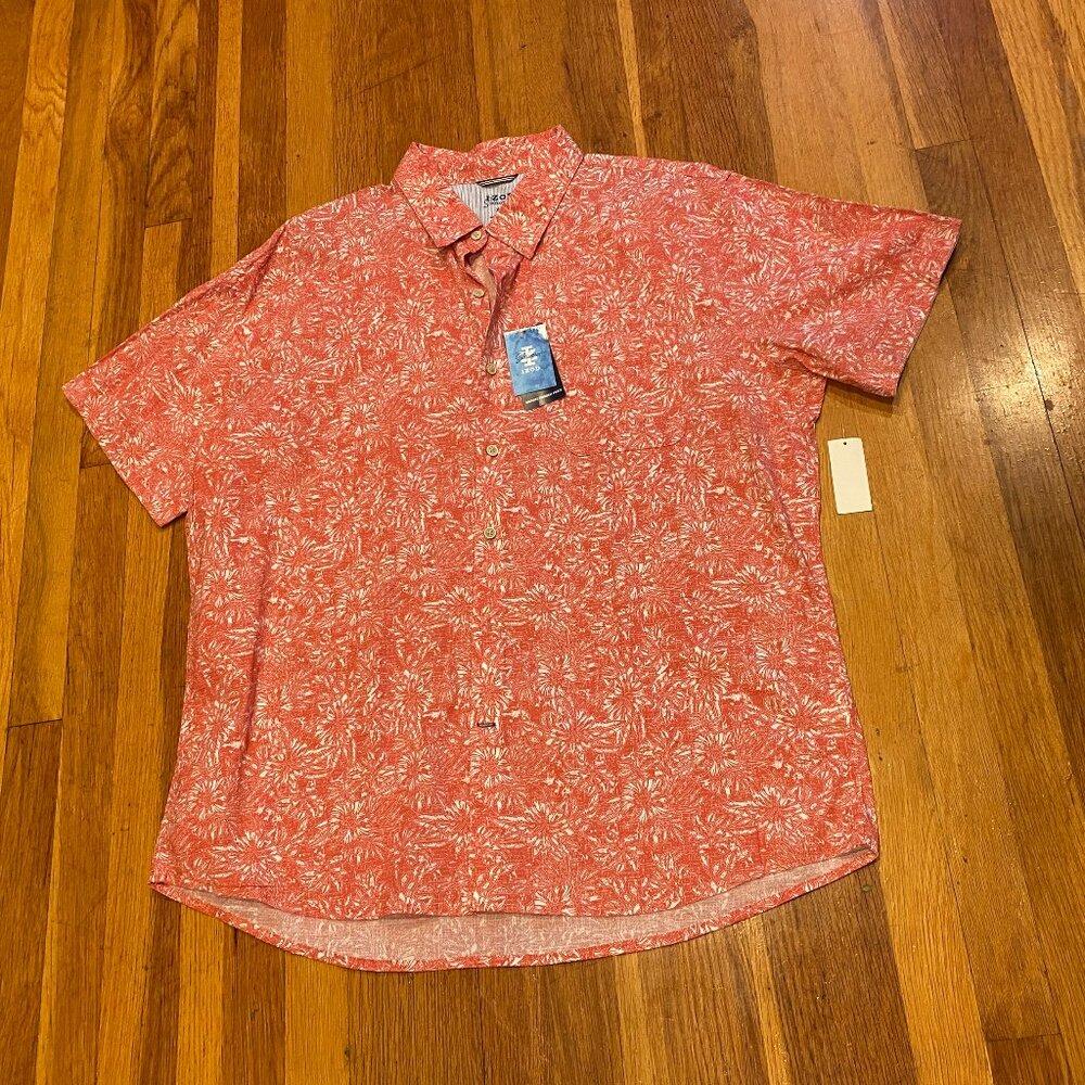 Izod Saltwater Dockside Chambray Print Tropical Shirt NWT Size XXL